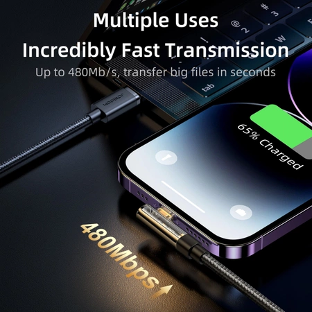 Joyroom S-CL020A6 Lightning -Kabel abgewinkelt – USB-C-Schnellladung und -Übertragung 20 W 1,2 m – Blau