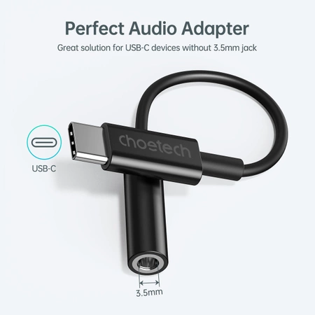 Choetech AUX003 USB-C/DC 3,5 mm Audio-Adapter – Schwarz