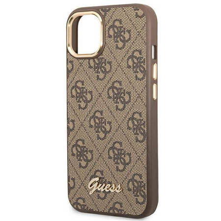Oryginalne Etui IPHONE 14 PLUS Guess Hard Case 4G Vintage Gold Logo (GUHCP14MHG4SHW) brązowe