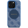 Original Handyhülle IPHONE 16 PRO MAX Guess 4G Circle Classic Logo MagSafe blau