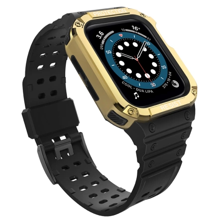 Schutzarmband für Apple Watch 38/40/41 mm Panzergehäuse-Armband - Schwarz, Gold