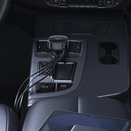 Baseus Enjoyment USB-C car charger with USB-C / Lightning 60W cable - black