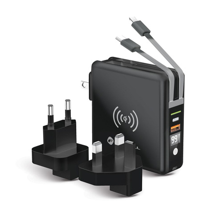 Forcell Wielofunkcyjna Ładowarka 5w1 20W PD z kablem typ C/lightning, power bankiem 10000mAh i ład. bezprzew. 15W