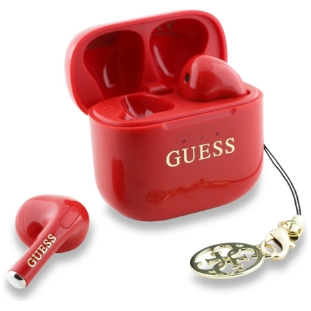 Słuchawki TWS Guess Glossy Effect Printed Classic Logo & Charm - czerwone
