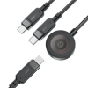 Acefast C6-11 USB-C 3in1 Cable - 2x USB-C / Qi 480Mb/s 100W 1.2m - black