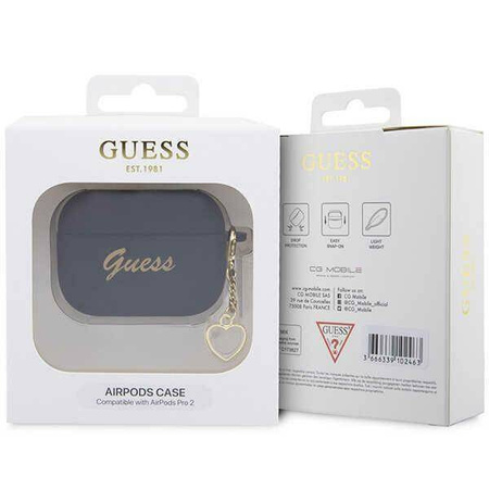 Guess GUAP2LSCHSK AirPods Pro 2 Cover schwarz/schwarz Silikon Charm Heart Collection
