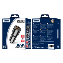 JELLICO car charger F9 36W 2xUSB QC3.0 Black