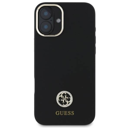 Original Case IPHONE 16 Guess Hardcase Silicone Logo Strass 4G (GUHCP16SM4DGPK) black