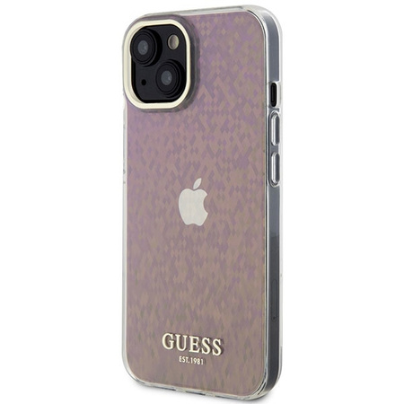 Etui Guess IML Faceted Mirror Disco Iridescent do iPhone 15 - różowe