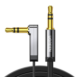 Mini jack 3,5mm AUX elbow cable UGREEN AV119, flat , 0.5m (black)