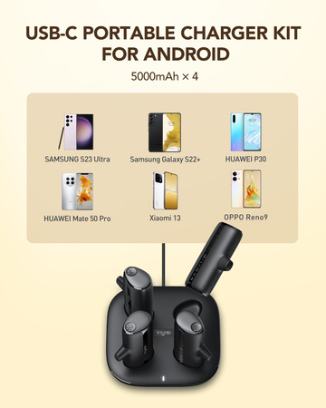 Bateria zewnętrzna (Powerbank) VEGER Pogo zestaw baterii 4 x 5000mAh LED czarny