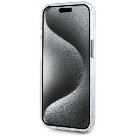 Original Case IPHONE 15 PLUS Karl Lagerfeld Hardcase IML Metal Karl Head MagSafe white