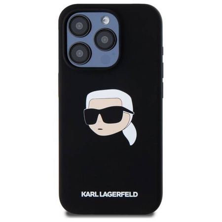 KARL LAGERFELD futerał do IPHONE 15 Pro kompatybilny z MagSafe KLHMP15LSKHPPLK (SIL KL Head Print) black