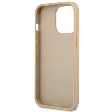 Original Handyhülle IPHONE 14 PRO MAX Guess Hardcase Saffianotriangle Logo (GUHCP14XPSATLE) beige