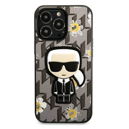 Original Handyhülle IPHONE 13 PRO Karl Lagerfeld Flower Ikonik Karl (KLHCP13LPMNFIK1) grau
