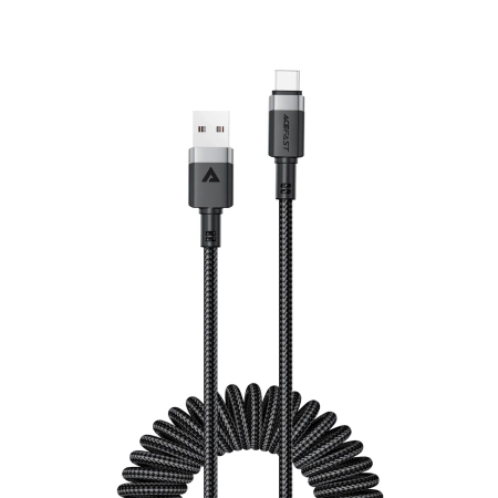 Acefast C14-04 USB-A - USB-C Cable Spring 480Mb/s 3A 1.2m - Black