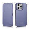 iCarer CE Premium Leather Folio Case skórzane etui iPhone 14 Pro z klapką magnetyczne MagSafe jasnofioletowy (WMI14220714-LP)