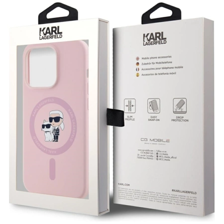 Karl Lagerfeld Silicone Karl&amp;Choupette MagSafe iPhone 14 Pro Case - Pink