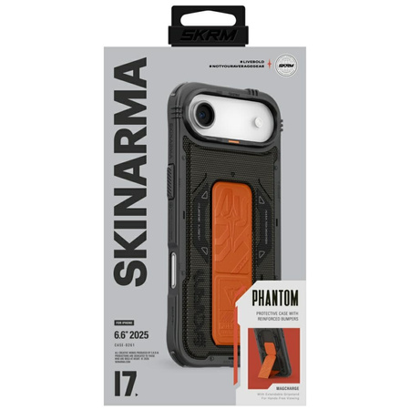 Etui Skinarma Phantom do iPhone 17 Air   Magnetic Charging + Grip Stand oliwkowy