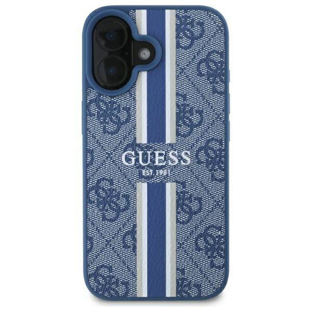 Original Case IPHONE 16 Guess Hardcase 4G Printed Stripes MagSafe (GUHMP16SP4RPSB) blue