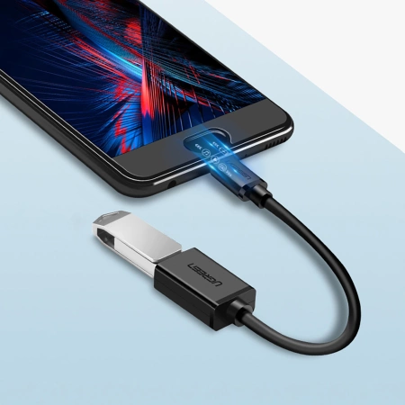 Ugreen kabel adapter przejściówka OTG USB (żeński) - micro USB (męski) 12 cm USB 2.0 480 Mbps czarny (US133 10396)