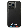 Original Handyhülle IPHONE 14 PRO MAX BMW Leather Stamp Tricolor MagSafe (BMHMP14X22PTDK) schwarz