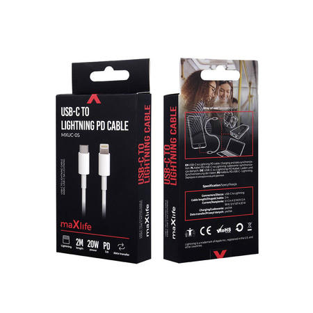Maxlife kabel MXUC-05 USB-C - Lightning 2,0 m 20W biały