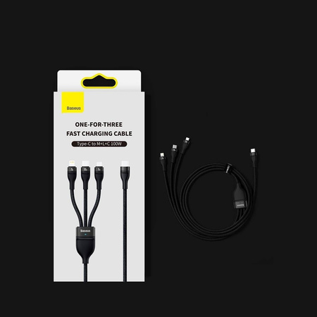 Baseus Flash Series II USB Typ C / USB Typ A Kabel - USB Typ C / Lightning / Micro USB 100 W 1,5 m blau (CASS030203)