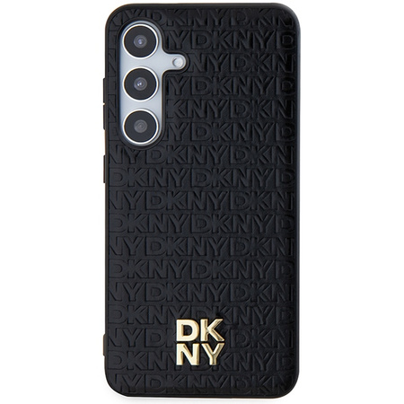 DKNY DKHMS24MPSHRPSK S24+ S926 czarny/black hardcase Leather Pattern Metal Logo MagSafe