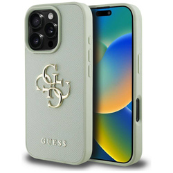 Schutzhülle IPHONE 16 PRO Guess Grained Big 4G Logo Small Classic Logo grün