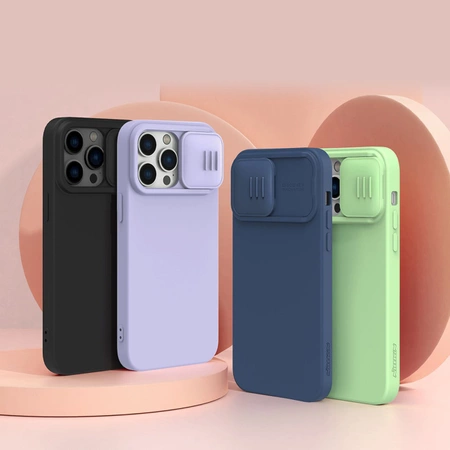 Nillkin CamShield Silky Silikonhülle iPhone 14 Pro Hülle mit Kameraschutz Blau