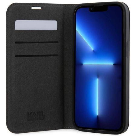 Karl Lagerfeld KLBKP14XSANKCPG iPhone 14 Pro Max 6.7&quot; bookcase silver/silver Saffiano Karl &amp; Choupette