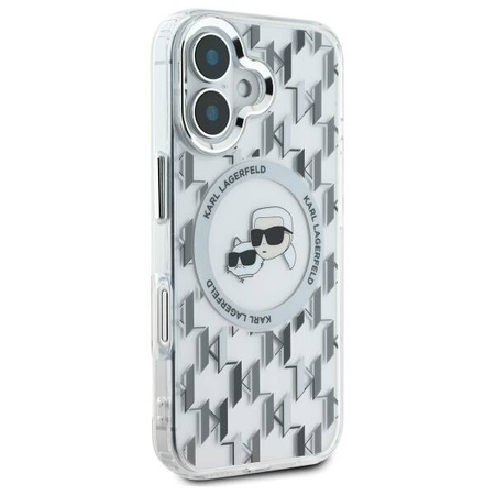Karl Lagerfeld nakładka do iPhone 16 6,1&quot; KLHMP16SHMCKMHT przezroczysta Hardcase IML Monogram Karl&Choupette Head MagSafe