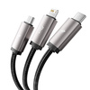 Kabel 3w1 3.5A 1m USB - USB-C + Lightning + Micro USB Tech-Protect UltraBoost 3in1 szary