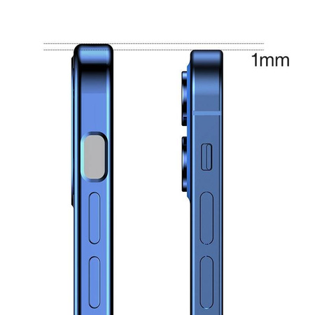 Joyroom New Beauty Series ultra cienkie przezroczyste etui z metaliczną ramką do iPhone 12 Pro niebieski (JR-BP743)