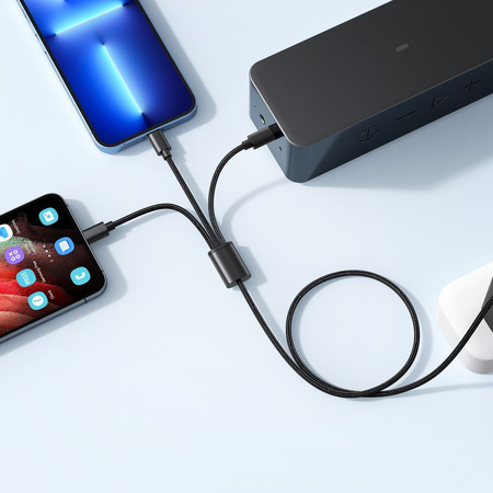 VEGER kabel 3w1 USB do Typ C + Apple Lightning 8-pin + Micro 2A V303 1,2m czarny