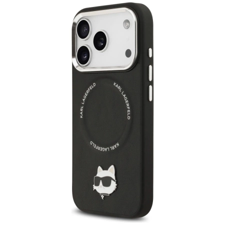 Karl Lagerfeld Choupette Pin MagSafe Case for iPhone 17 Pro Max - Black