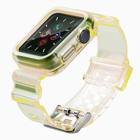 Silikonband Armband Armband Gehäuseband Lichtset Für Apple Watch 38mm - Gelb