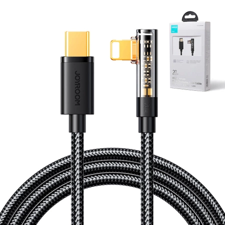 Joyroom kabel Lightning kątowy - USB C do szybkiego ładowania i transferu danych 20W 1,2 m czarny (S-CL020A6)