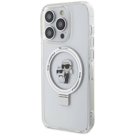 Etui Karl Lagerfeld Ring Stand Karl&Choupettte MagSafe do iPhone 14 Pro - białe
