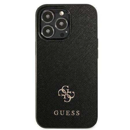 Schutzhülle IPHONE 13 PRO Guess Hardcase Saffiano 4G Small Metal Logo (GUHCP13LPS4MK) schwarz