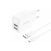 FONENG Netz-Ladegerät EU53 2.4A 12W 2xUSB + Kabel Micro weiss