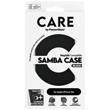 Etui CARE by PanzerGlass Fashion MagSafe na iPhone 16e - czarne