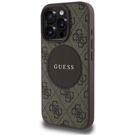 Oryginalne Etui IPHONE 16 PRO Guess 4G Circle Classic Logo MagSafe brązowe