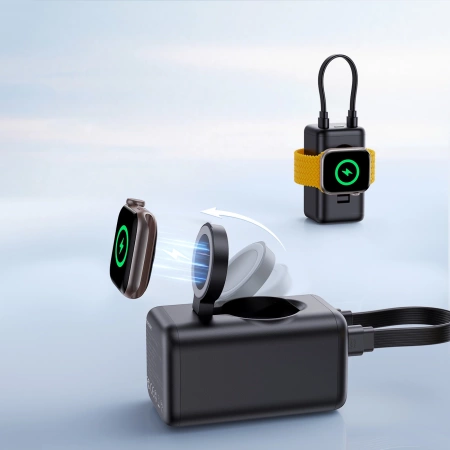 Joyroom JR-W13 5000mAh Wireless Power Bank for Apple Watch + USB-C and Lightning – Black