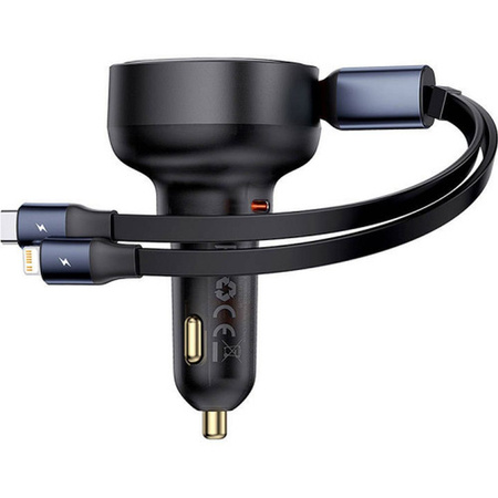 Ładowarka samochodowa Baseus Enjoyment USB-C z kablem USB-C / Lightning 60W - czarny