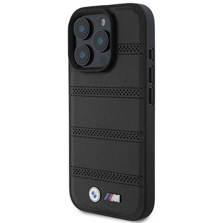 Original Case IPHONE 16 PRO BMW Hardcase M Perforated & Stitched Line MagSafe (BMHMP16L23PUSPK) black