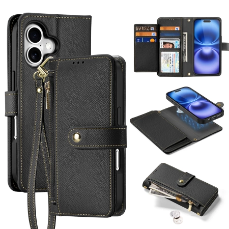 Dux Ducis Lawa Lederhülle für iPhone 16 - Schwarz