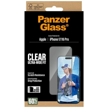 Szkło hartowane PanzerGlass Ultra-Wide Fit EasyAligner na iPhone 17 / 16 Pro