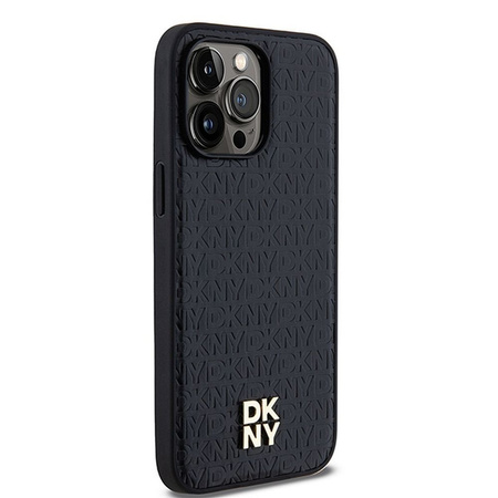 DKNY DKHMP13LPSHRPSK iPhone 13 Pro / 13 6.1" czarny/black hardcase Leather Pattern Metal Logo MagSafe